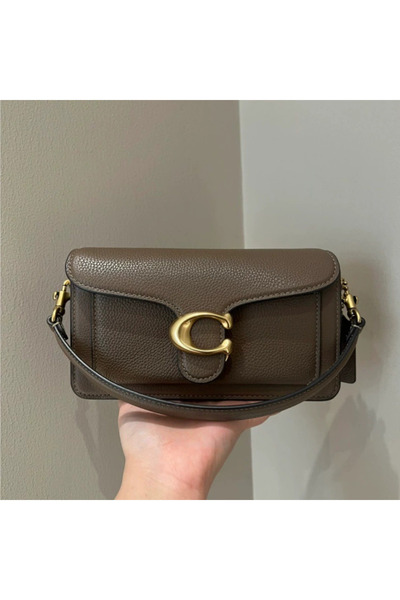 COACH 1941 حقيبة كتف نسائية من الجلد المحبب بتصميم كلاسيكي مع شعار C، حقيبة ت...