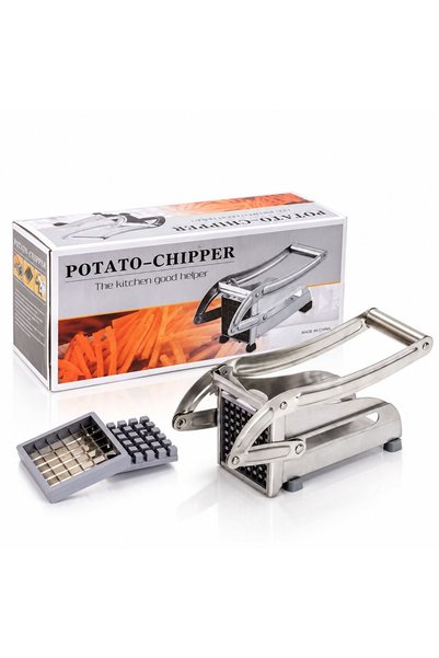 Fara brand Aparat de Tăiat Cartofi Pai din Inox – Feliator Manual cu Lame Int...