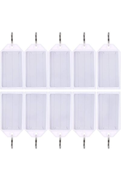 Generic 50 Pcs Durable Plastic Key Tags with Split Rings & Blank Paper Insert...