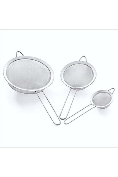 Noon East 3-Piece Extra-Fine Mesh Strainer Set with Handles, 8 cm, 10 cm & 12...