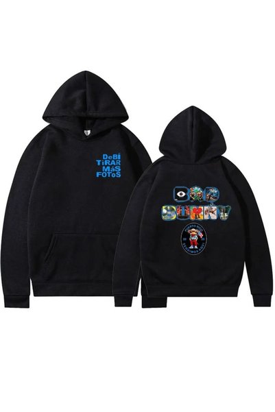 Vordevia Φούτερ Bad Bunny από βαμβάκι με στάμπα, 3 κλωστών, ριζωτό, oversized