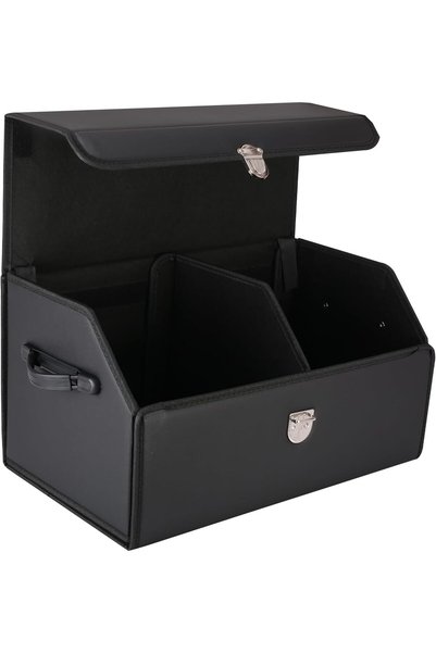 Paporich Car Organizers and Storage Box,Leather Collapsible Car Trunk Organiz...