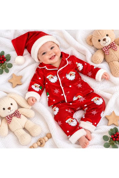 BEBELON New Year Themed Buttoned Ponpn Hat 3-Piece Set