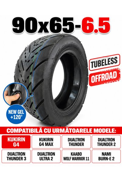 OEM Anvelopă CST 90/65-6.5 Tubeless cu gel antipană - pentru trotinetă electrică