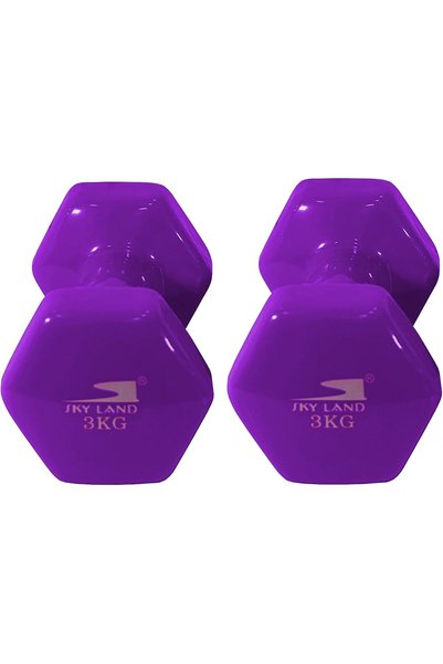 Generic Fitness Hexagon Head Vinyl Dumbbell Set-EM-9219 - Purple l Pink