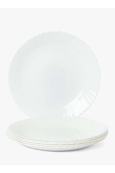 Noon East 10 inch Large Dinner Plate Set of 6, Lightweight Round Opal