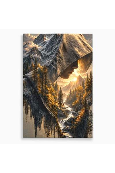Luxcanva Tablou Canvas Misterul Naturii 70x100 cm pe Sasiu Lemn Munte Cascada...