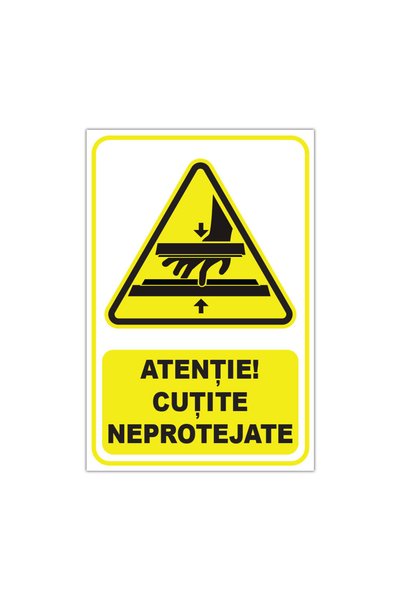 CUBIKA Indicator de avertizare Atentie! Cutite neprotejate, CUBIKA, Autocolan...