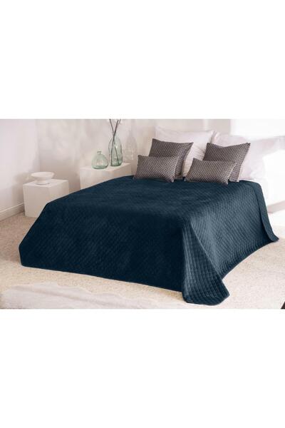 Faro Cuvertura de pat 220x240 Beddo 006 velour bleumarin cu doua fete