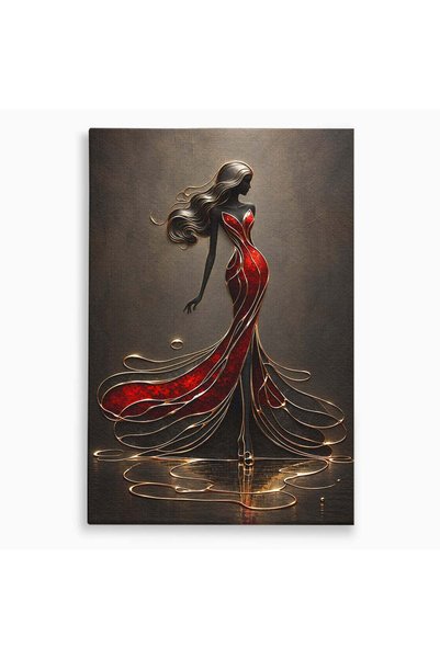 Luxcanva Tablou Canvas Dansatoare in Rosu 70x100 cm pe Sasiu Lemn Femeie Moda...