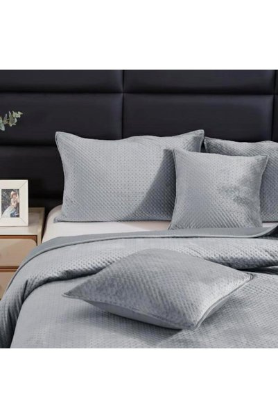 Nitki Cuvertura catifea Maya, Spod Igły i Nitki, Poliester, 240x220cm, Gri