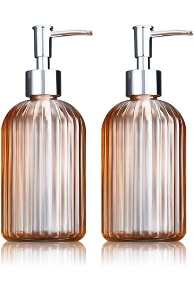 Generic 2PC Glass Soap Dispenser - 14oz Glass Jar with Stainless Steel Pump f...