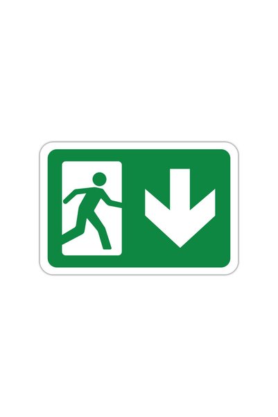 CUBIKA Indicator evacuare cu sageata in jos, CUBIKA, PVC 3 mm, 15x10 cm