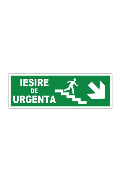 CUBIKA Indicator evacuare "Iesire de urgenta" cu sageata dreapta jos si scara...