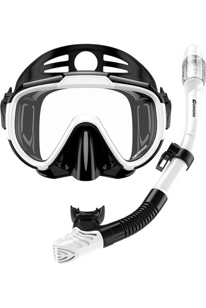 Generic Dry Snorkel Set, 180° Panoramic Diving Mask for Adults & Youth