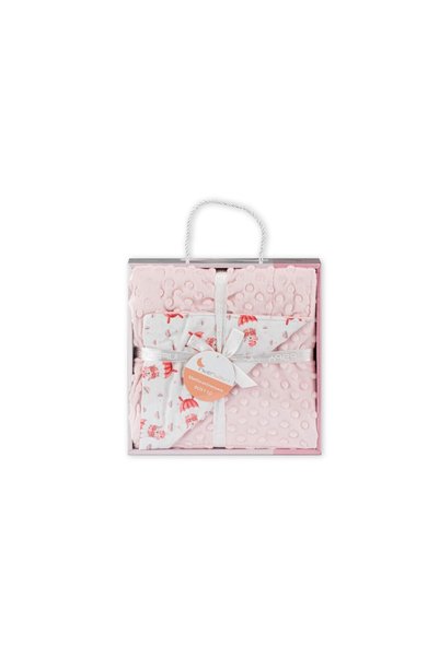 Interbaby Patura pentru bebelusi 80x110 ursuleti de plus din microfibra roz c...