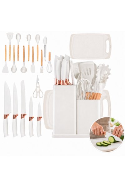 varioshop ® 19-Piece Kitchen Set, 5 Knives, 11 Utensils, Scissors, Chopping B...