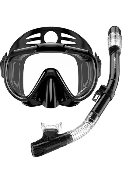 Generic Dry Snorkel Set, 180° Panoramic Diving Mask for Adults & Youth