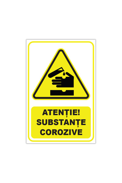 CUBIKA Indicator avertizare Atentie! Substante corozive, CUBIKA, Autocolant, ...