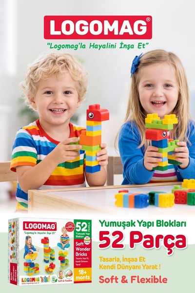LOGOMAGNETICA 52 Pieces Soft Building Block Set Toy Building Blocks Set Toy P...