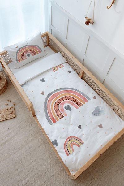 Tuğba Kuğu Single Duvet Cover and Fitted Sheet Set - Iconic Series - Salmon R...