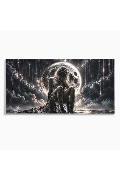 Luxcanva Tablou Canvas Luna Misterioasa 120x60 cm pe Sasiu Lemn Luna Femeie M...