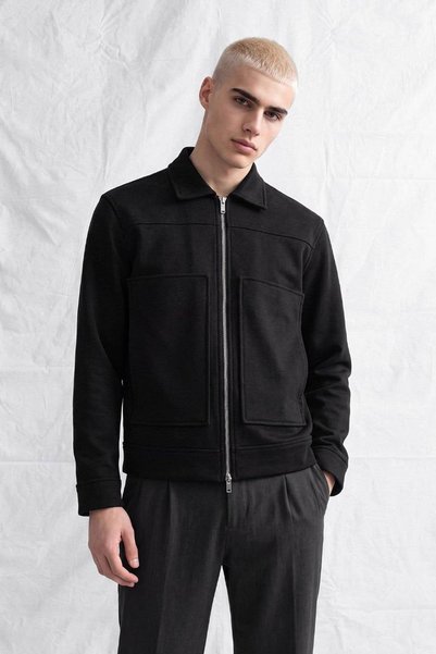 TENA Men's Black Zippered Cashmere Jacket