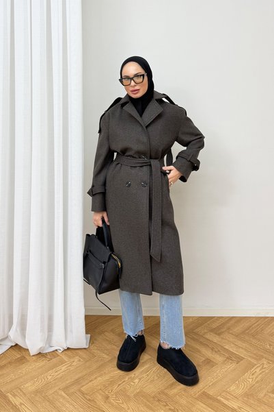 Melike Tatar Premium Buttoned Cashmere Coat 12-7918