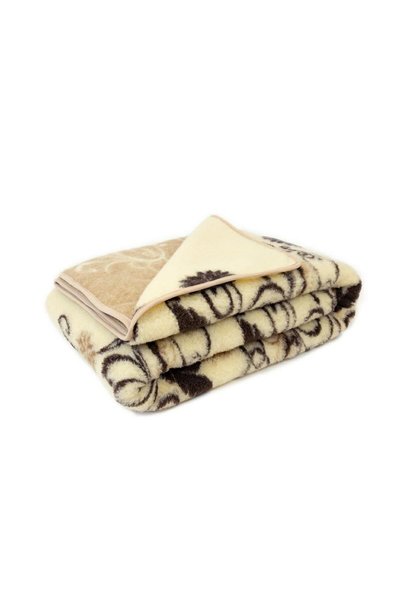 Kampol Patura de lana merinos 180X200 Sofio ecru cu modele maro Produse de re...