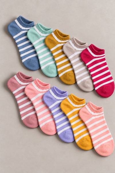 Pijamask Kadın Karışık Renk 36-40 Numara 12'Lİ Patik Çorap