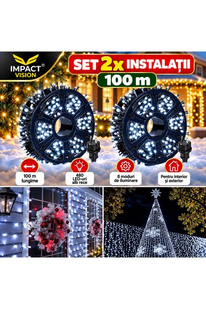 Impact Vision Set 2 x Instalatii de Craciun Impact Vision®, 100 m, tip rola, ...