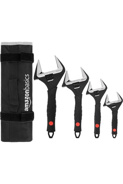 Generic 4-Piece Plumbing Adjustable Wrench with Soft Grip, Wide Mouth, Includ...