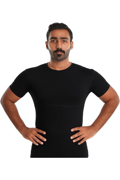 Generic مشد رجالي نص كم لشد البطن و الخصر من بيكاتشي® تيشيرت اخفاء الكرش لون ...
