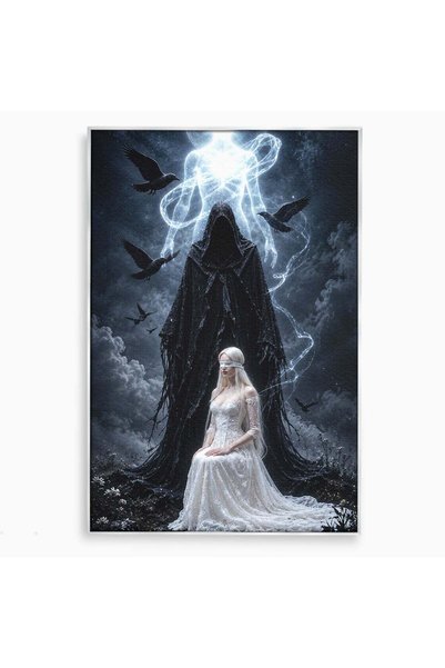 Luxcanva Tablou Canvas Entitati Mistice 40x60 cm cu Rama Argintiu Fantezie No...