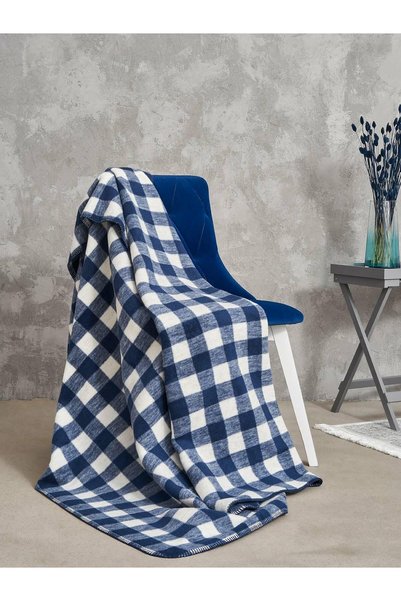 Karo Patura acrilica din bumbac 150x200 2146/1 Cuvertura Picnic clasica bleum...
