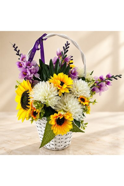 velve Floral Collection basket with sunflowers, chrysanthemums and artificial...