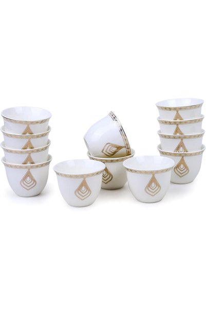 Generic Porcelain Cawa Cup, 80ml (12 Pieces, White & Gold) || Luxurious Tea C...
