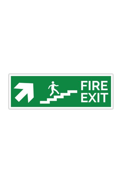 CUBIKA Indicator evacuare FIRE EXIT cu sageata stanga sus si scara, CUBIKA, P...