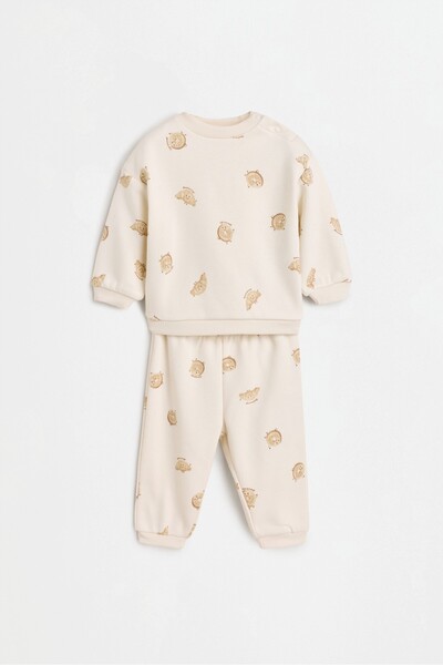 LEFTIES KIZ ÇOCUK & BEBEK Baskılı sweatshirt ve şardonlu pantolon takımı