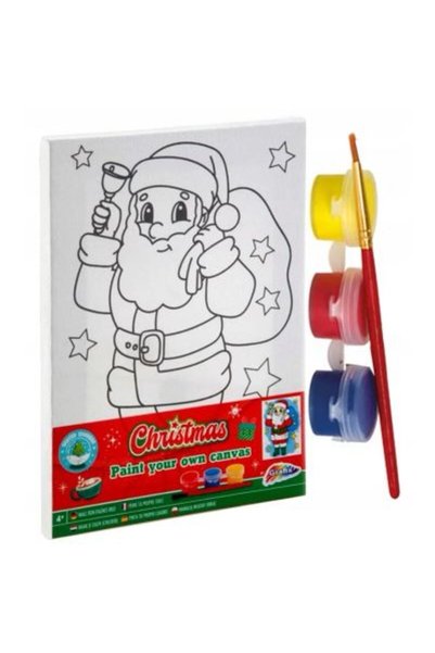 Bookidz Set de pictură de Crăciun - Pânză cu Moș Crăciun - 3 culori + pensulă...