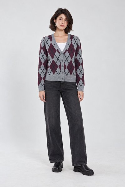 Lavinza Baklava Patterned Buttoned Wool Cardigan