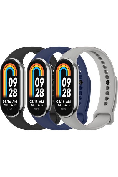 Generic 3 Pack Bands for Mi Band 8 Strap Soft Silicone Replacement Sport Wris...