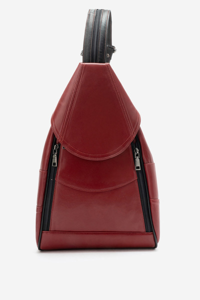 Dericlub 2056 Real Leather Women's Crossbody Backpack Bordo/Black