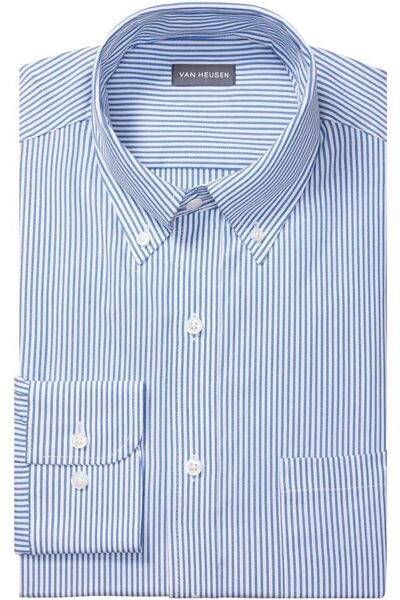 Generic mens Pinpoint Regular Fit Stripe Button Down Collar Dress Shirt Dress...
