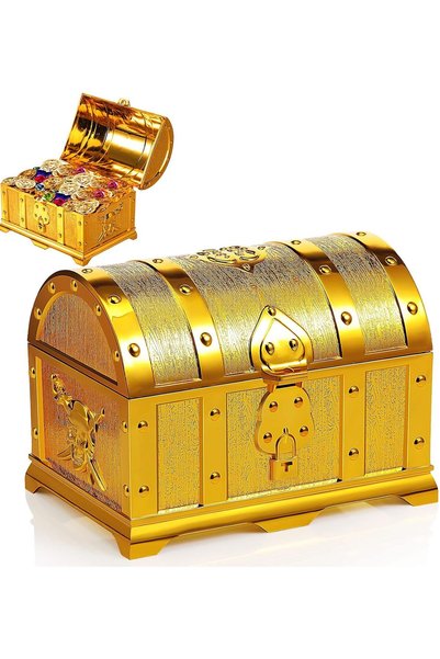 Generic Pirate Treasure Chest Vintage Treasures Collection Storage Box Gold T...