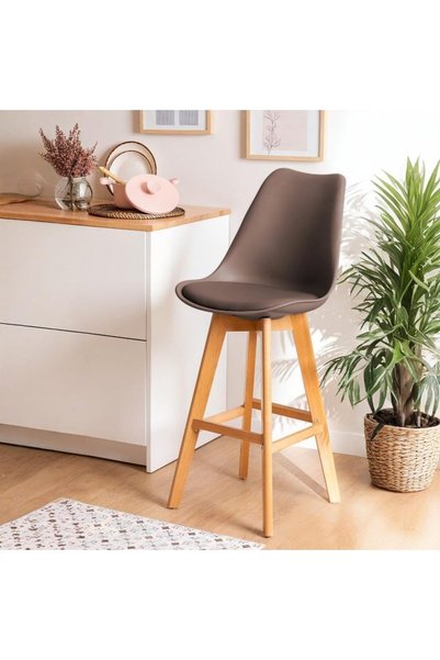 Generic Bar stools Chairs with Beech Wood Legs and Padded Cushion, Kitchen Ch...