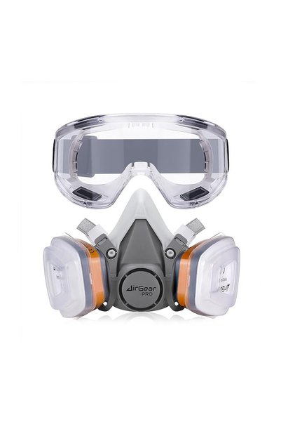 AirGearPro G-500 Respirator with A1P2 Filter and Safety Goggles, for Dust, Pa...
