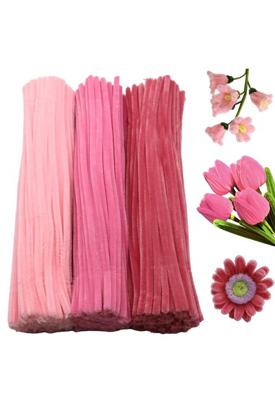 GENERAL 300 Pieces Shades of Pink Pipe Cleaner Craft Set 3 Assorted Colors,Th...