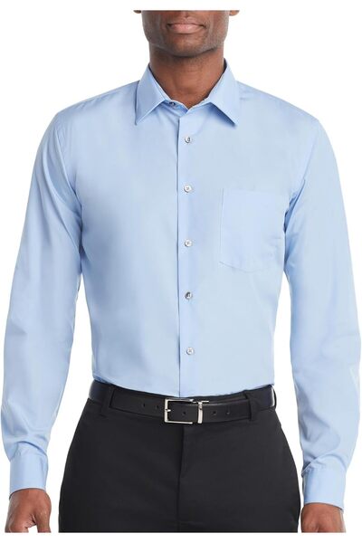 Generic Men's Poplin Regular Fit Solid Point Collar Dress Shirt