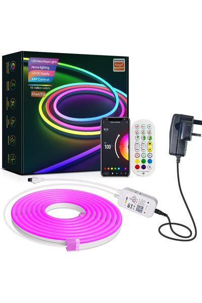 Generic شريط إضاءة نيون ذكي من تويا واي فاي، قابل للتركيب بنفسك، بتقنية RGB، ...